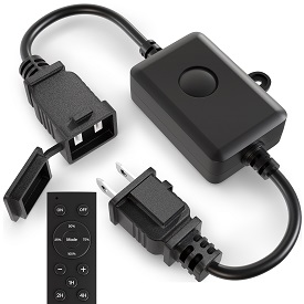 Larkvue 120W Outdoor Dimmer for String Lights, with Remote, 4 Brightness, 3 Modes, Timer & Memory Function, Waterproof Plug Switch for S14/ST38/G40